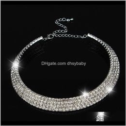 Chokers Necklaces & Pendants Drop Delivery 2021 Wedding Stunning Full Diamond Crystal Rhinestone Choker Necklace Wholesale Bridal Jewellery For