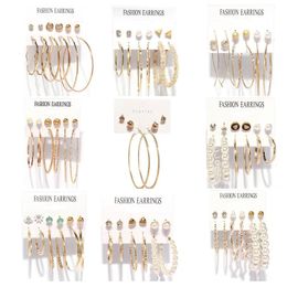 Hoop & Huggie 2021 Fashion Korean Silver Colour Big Round Earrings For Women Cute Pearl Crystal Wedding Jewellery Earing Set Brincos