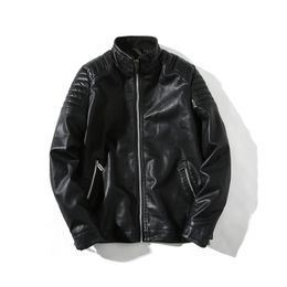 Men Jacket New Style Stand Collar Casual Personality Leather Coat Zipper Decorative Cuff Sleeve Men's Jacket