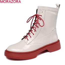 MORAZORA arrival women boots high quality sheepskin ladies shoes comfortable low heel round toe ankle boots 210506