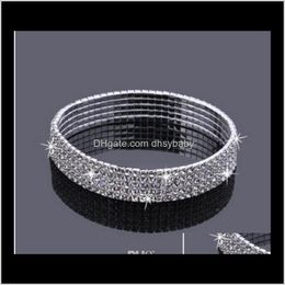 Anklets Jewellery Drop Delivery 2021 5-Row Five Rows Sparkly Rhinestone Crystal Stretch Cz Ankle Bracelet Sexy Anklet Wholesale Bridal Wedding