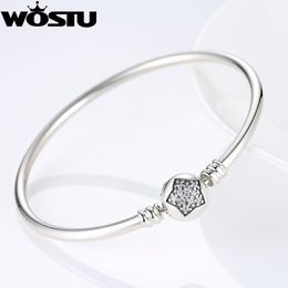 100% 925 Sterling Silver Star Bangle With Clear CZ for Women Fashion DIY Jewellery Fit Original Bracelets Charm Gift XCHS901 CX200704