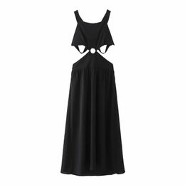 Summer Women Black Backless Sexy Suspender Midi Dress Female Sleeveless Clothes Casual Lady Slim Vestido D7690 210430