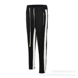 Men's Pants Size 8 zipper double stripe guard pants sports style white bar zipper guard pants