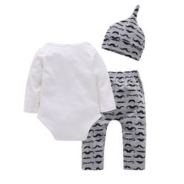 Clothing Sets Born Baby Boy Set 2021 Spring Mommy's Man Bodysuit+Pants+Hat 3PCS Infant Babe Kids Clothes Outfit 1548 B3