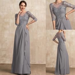 Chiffon 2021 Mother Of The Bride Dresses Lace With Sequined Applique Ruched Groom Mothers Outfit Wedding Guest Dress