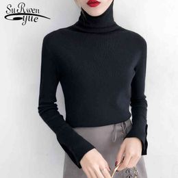 Fashion Casual Women Sweater Winter Turtleneck Long Sleeve Clothing Soft Solid Cotton Slim Fit Tops 5284 50 210508