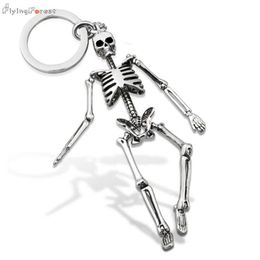 Keychain For Men Metal alloy Skull Keychains For Couples Fashion Foldable Skeleton Key Chains Key Rings Bag Charm Gifts G1019