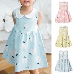 Girls Doll Collar Vest Princess Dress Baby Kids Sleeveless Summer Beach Wear Q0716