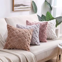 Cushion/Decorative Pillow Zerolife Plush Rhombus Cushion Cover Solid Velvet Throw Covers Home Decor Sofa Living Room Fluffy Fur Pillowcase 4