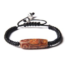 Tibetan Agat Bracelets Handmade Woven Nine Eye Dzi Beads Adjustable Bracelet Men Amulet Jewellery Braid Black Rope Pulsera Women