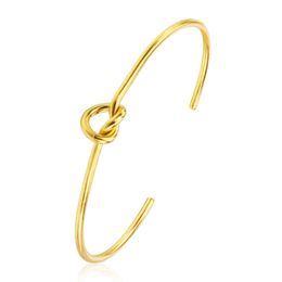 Todorova Trendy Round Circular Open Knot Cuff Bangle Bracelets for Women Stainless Steel Gold Colour Jewellery Armband Pulseiras Q0719