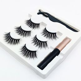 Magnetic Liquid Eyeliner False Eyelashes with Tweezer Set Magnet Glue Free Make Up Tools 3 Pairs eyelash New