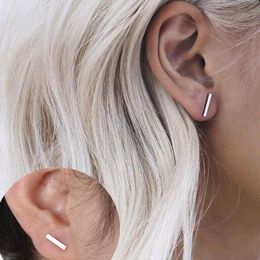 Stud Ear Earrings Simple Style 2021 Fashion Gold Silver Colour Punk T Bar For Womenjewelry
