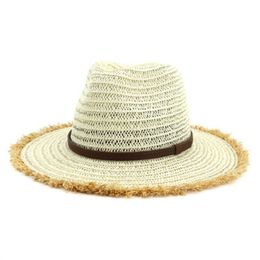 2021 women hats summer straw hats solid white black khaki panamas outdoor beach sun protection jazz caps fashinable women sun hats