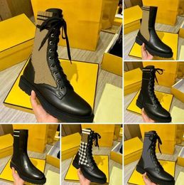 2021 Luxury Designer Women Boots Shoes Knitted Stretch Martin neakers Black Leather Knight Short Boot Design Fashion Casual Shoe With Box Size 35-41