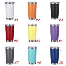 NEWNEW20oz Drinking cup Tumbler Mugs with Lid Stainless Steel Wine Glass Vacuum Insulated cups Travel 18color sea ship EWE7377