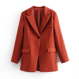 Women Stylish Solid suit blazer long sleeve pocket office lady business coat female retro tops 210430