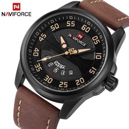 Mens Watches Top Brand NAVIFORCE Luxury Date Quartz Watch Man Leather Sport Army Military Wristwatch Men Clock Relogio Masculino 210517
