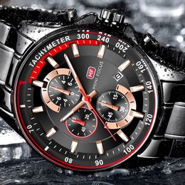 Men's Watch Top Luxury Brand Big Dial Black Quartz Men Watches Chronograph Sport Wristwatch Man Stainless Steel Date Clock