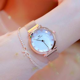 Wristwatches Montre Femme 2021 Fashion Watch Women Rose Gold Ladies Dress Wrist Watches Magnet Mesh Steel Waterproof Clock