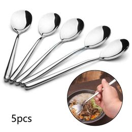 Spoons 5pcs Stainless Steel Korean Soup Spoon For Household Kitchen Rice/soup/cereal/stew/chili/desserts Tableware Tools