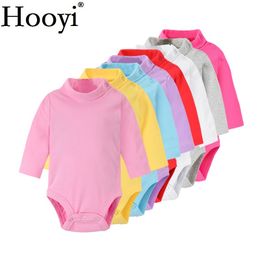 Solid Baby Girls Bodysuits 100% Cotton Soft Newborn Clothes Infant One-Piece Clothing Turtleneck Pyjamas Sleep Shirts Tops Pant 210413