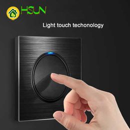 86 type 1 2 3 4 gang 1 2 way black aluminum alloy panel Switch socket light Use round box France Germany UK led