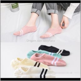 Hosiery 5 Pairs Womens Shallow Mouth Boat Sile Nonslip Sports Invisible Breathable Cotton Socks Art Meias 5Uy1F Quyoc