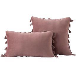 Cushion/Decorative Pillow Tassel Velvet Sofa Cover Solid Color Plush Bedside Rectangular Cushion Fringe Pillowcase Vintage Knot