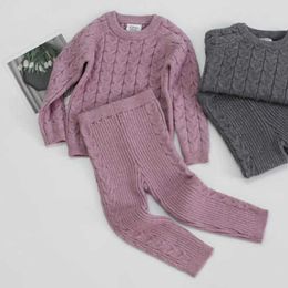 Baby Girls Boys Set Fall Baby Clothing Sets Winter Knitting Pullover Sweater + Pants Newborn Knit Tracksuits Infant Boys Clothes G1023