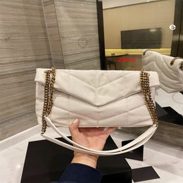 designer handbags square fat LOULOU chain bag real leather womens bag large-capacity shoulder bags high quality quilted messenger y04 25cm