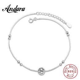 100%925 Sterling Silver Lucky Exquisite Ball Anklet Summer Style Woman Charm Jewelry