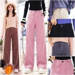 Corduroy Pants Women 2020 Autumn Winter New Fashion Female Warm Loose Wide Leg Pant Vintage Casual Corduroy Trousers Pantalon Q0801