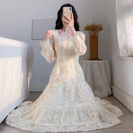 Nbpm Sexy Hollowed Out Long Sleeve Women's Dress Loose And Comfortable Hemline Vintage Chinese Style Party Chic Spring 210529