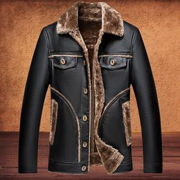 Winter Jackets Men Leather Jackets Men Fur Lined Winter Fashion Coat Warm Outwear Jackets Vintage Style Plus Size 4XL 5XL 6XL 7X