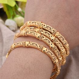 4pcs/lot African 24k Gold Colour Wedding Bangles Bracelet for Women Arab Ramadan Bracelet Jewellery Q0720