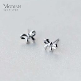 Minimalism 925 Sterling Silver Jewellery Simple Cute Bowknot Stud Earrings for Women And Kids Statement Accessories 210707