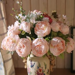 Decorative Flowers & Wreaths Artificial Peony Flores Artificiales Silk Rose Bridal Wedding Decor Wreath Gland Home