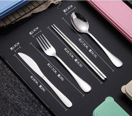 9PCS/SET Portable Flatware Set Cutlery Set Outdoor Travel Stainless Steel Dinnerware Set With Storage Box And Bag Tableware EEC2890