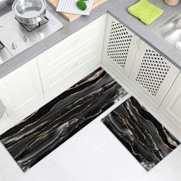 Luxury Black Marble Bathroom Mat Anti-slip Absorbent Washable Rug For Kitchen Floor Nordic Bedroom Bedside Hallway Decor 220301