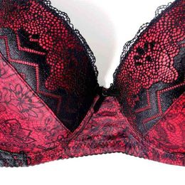 NXY sexy setParifairy Thick padded gather bra set D cup large size push up and thong lingerie female print floral underwear 1128