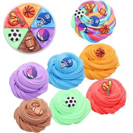 6 Colours Slime Sports Football Basketball Clays Cotton Mud Kit DIY Playdough Fluffy Kids Christmas Gift Educational Puzzle Toy Modelling Polymer Clay 0763