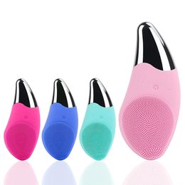 Mini Electric Facial Cleansing Brush Silicone Sonic Vibration Blackhead Remove Cleaner Massager Face Pore Deep Clean Tools
