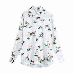 Women Loose Shirt Spring Clothing Animal Print Female Blusa Modern Lady Long Sleeve Blouse 210602