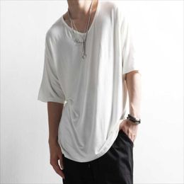 Men's T-Shirts Short-Sleeved T Shirt Summer U Collar Neutral Plain Comfortable Daily Leisure -Selling Large Size