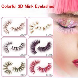 Colourful 3D Mink Eyelashes Makeup Thick Eye Lashes Cross Natural Long False Eyelashes Stage Show Fake Eyelash with packaging box