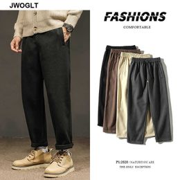 Autumn Korean Fashion Casual Pants Men Solid Colours Regular Fit Stright Chinos Casual Trousers Male Clothing 210528