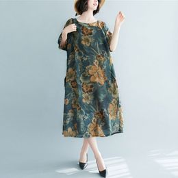 Oversized Women Casual Dress New Summer Vintage Style Floral Print Loose Comfortable Female Holiday Long Dresses S3600 210412