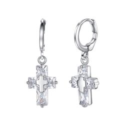 Super Flash Cross zircon Earrings Stud High-end Couples Fashion Trend All-match Jewelry Accessories